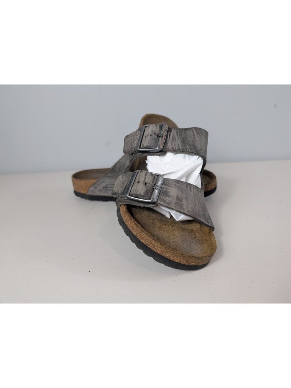 Birkenstock Arizona oiled leather sandals in gray unisex W6 M5
